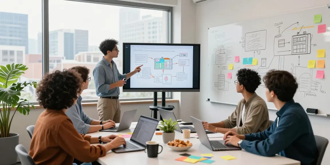 Team collaborating at https://sc88.chat/ in a dynamic workspace with technology features.