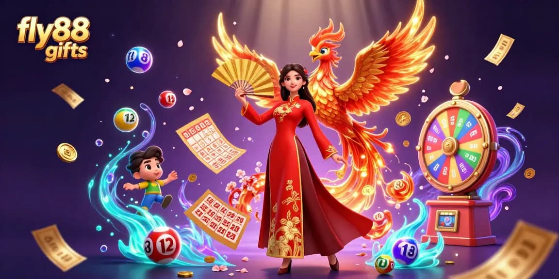Experience excitement with fly88 gifts in a vibrant casino scene filled with dynamic gaming elements.