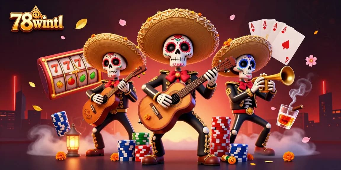 Experience thrilling slots at 78wintl with colorful mariachis and vibrant elements.