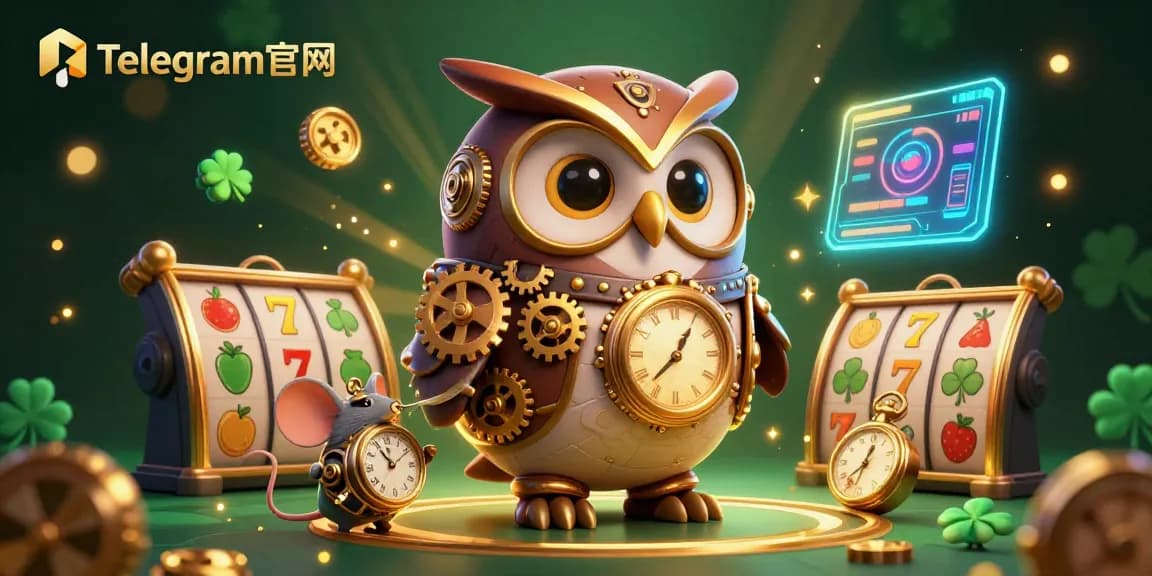 体验Telegram官网的新游戏体验，特色蒸汽朋克猫头鹰和生动的老虎机元素。