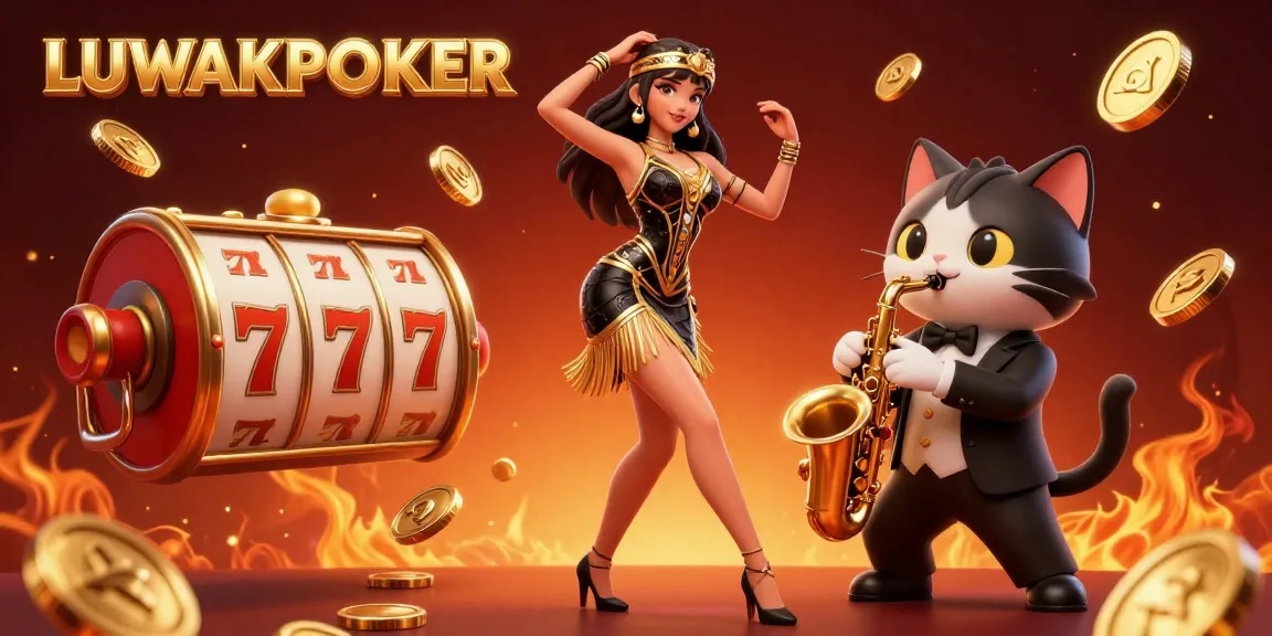 Experience the thrilling game play of LUWAKPOKER with vibrant slot reels and winning combinations.