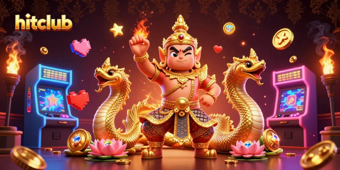 Experience the thrill of hitclub's vibrant gaming world with golden temple guardian and dynamic casino elements.