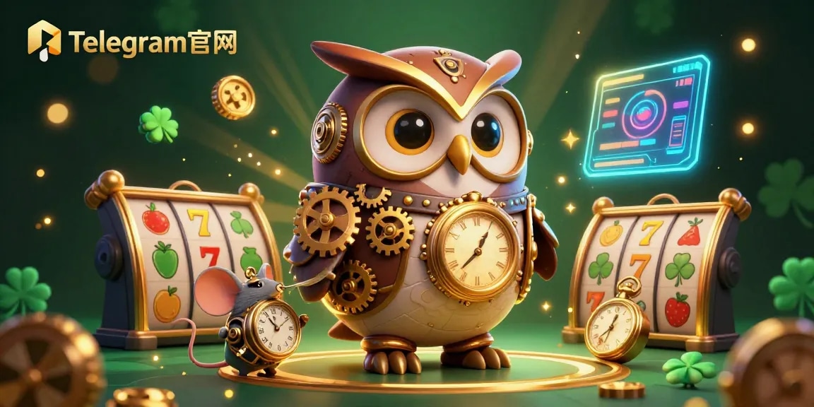 体验Telegram官网的新游戏体验，特色蒸汽朋克猫头鹰和生动的老虎机元素。