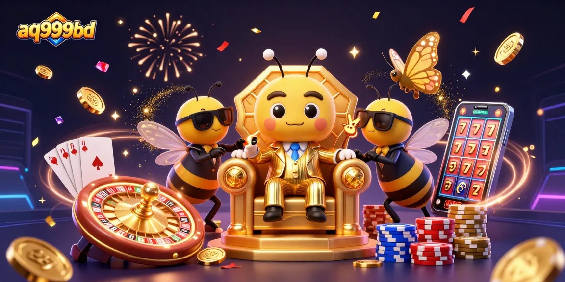 Experience thrilling gameplay at aq999bd with a bumblebee mob boss and dazzling casino elements.