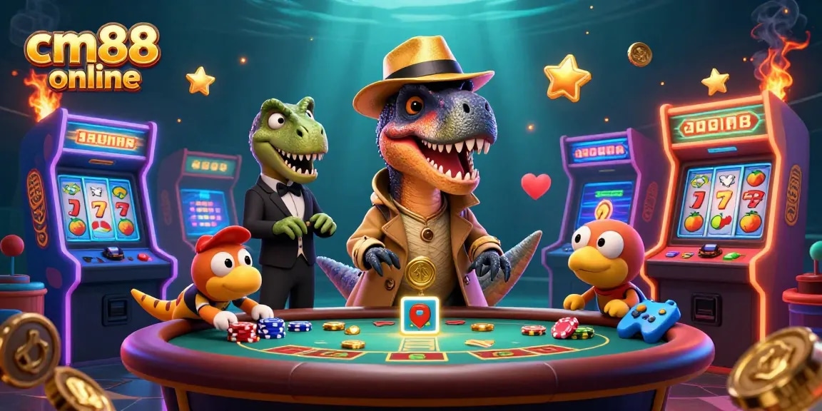 Join the cm88 online action where a velociraptor card counter attempts to blend in with casino games.
