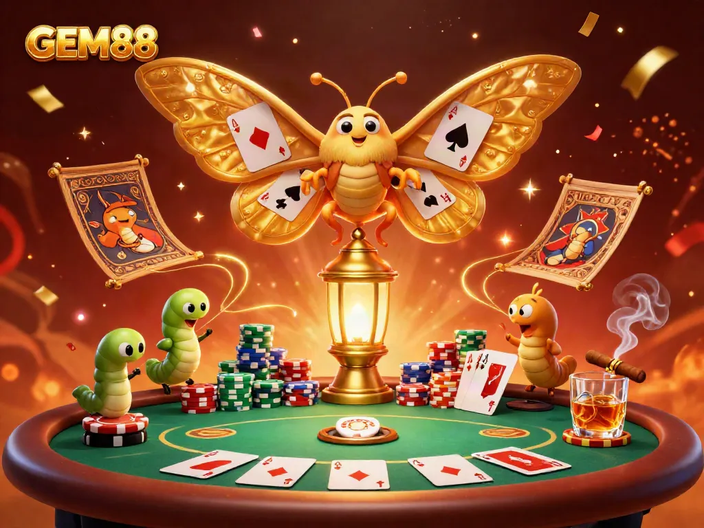 Experience the thrill of winning with GEM88, where a majestic moth guides the casino adventure.