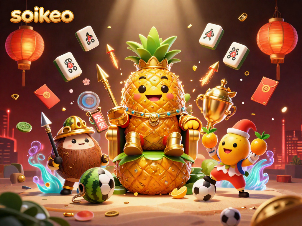 Engage in top-tier sports betting strategies with Soikeo, featuring dynamic characters and vibrant casino elements.