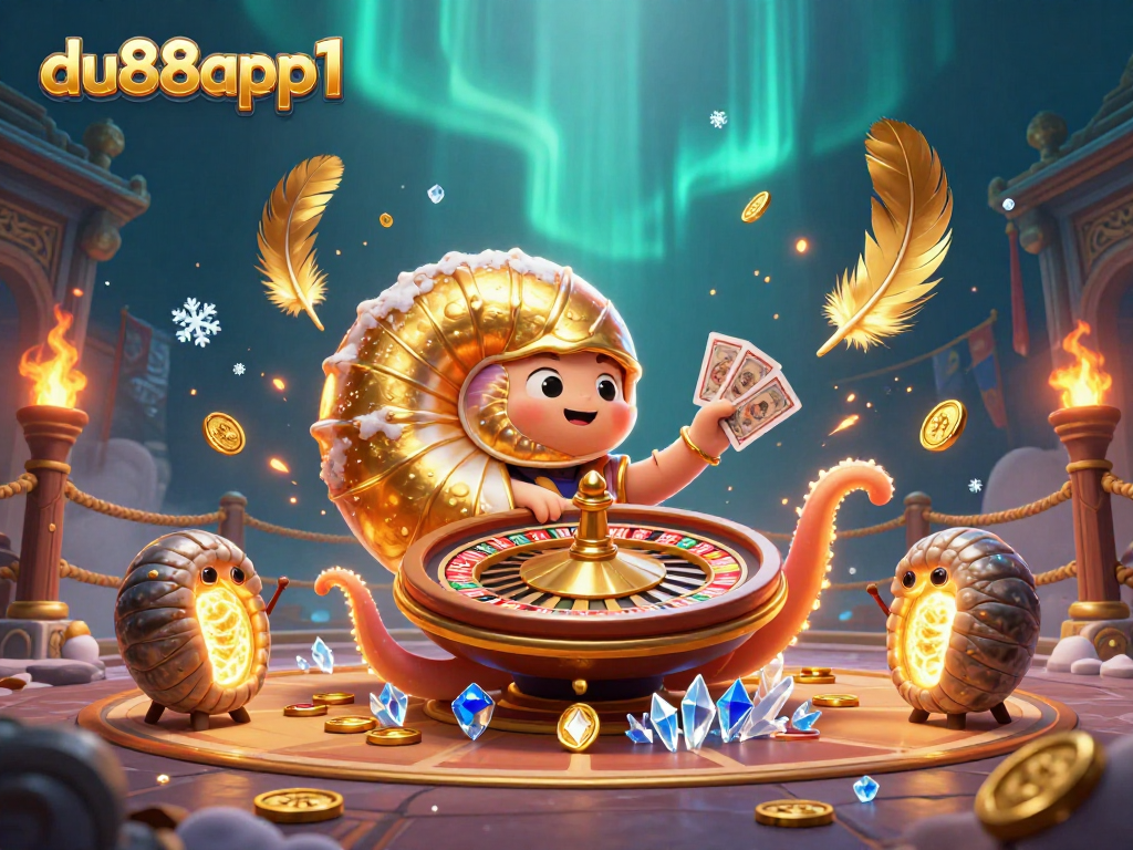 Experience the thrill of du88app1 as a giant nautilus spins a roulette wheel with cards in hand.