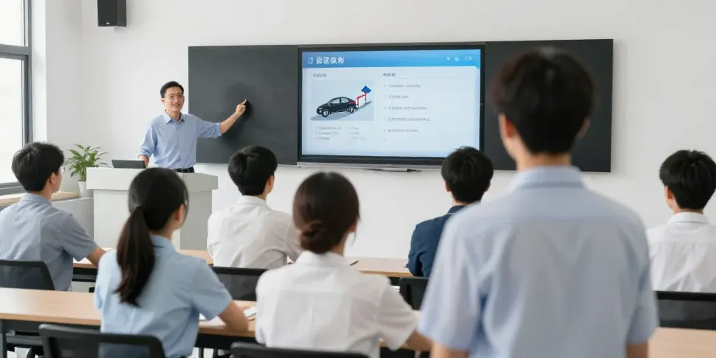 Fahrlehrer Zürich bieten professionelle Ausbildung in modernem Klassenzimmer für angehende Autofahrer.