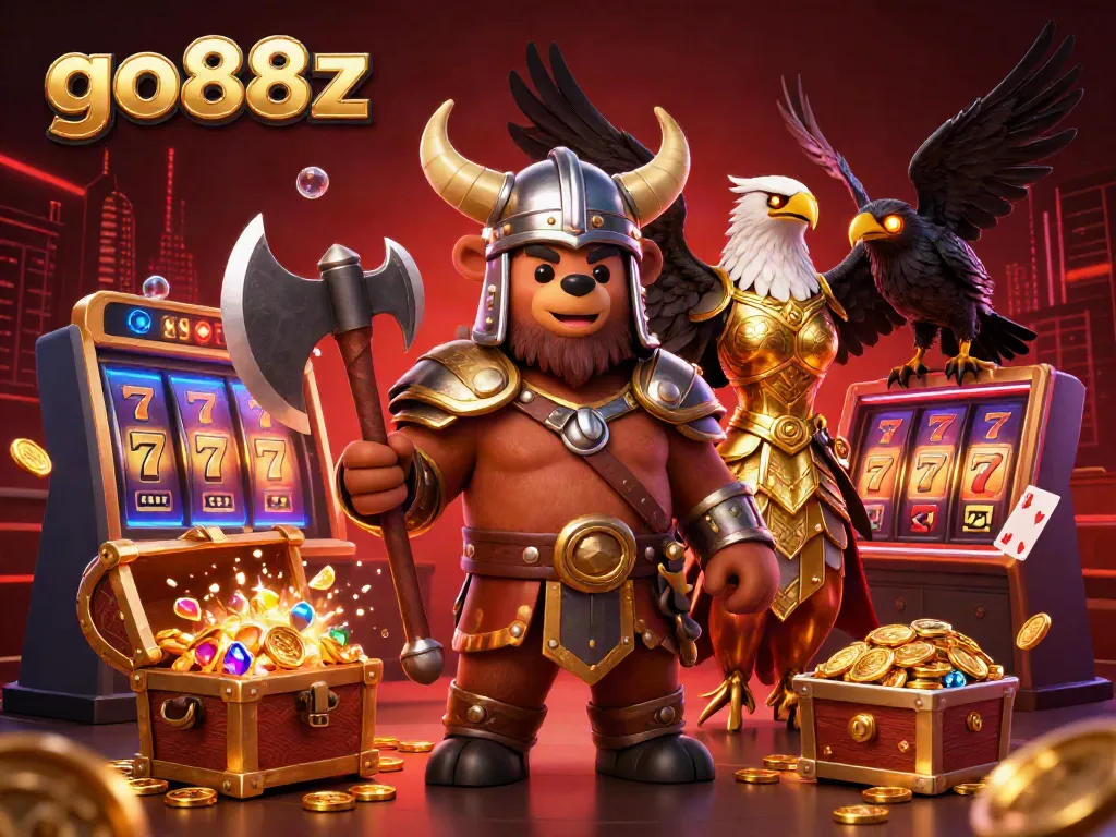 Experience winning action at go88z in this vibrant casino scene featuring characters and dynamic game elements.