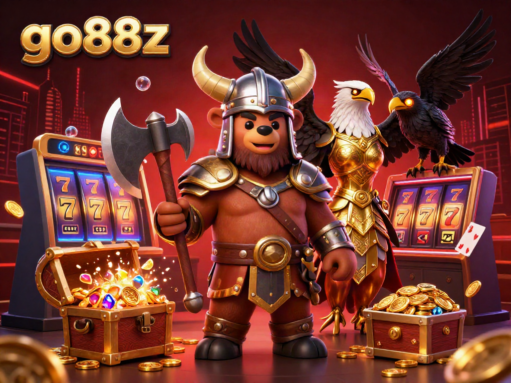 Experience winning action at go88z in this vibrant casino scene featuring characters and dynamic game elements.