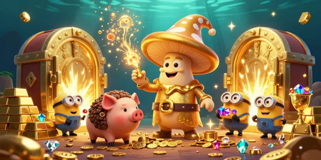 Engage in fantastic treasures at Au88 with dynamic golden magic, a truffle pig, and gemstone-laden minions.