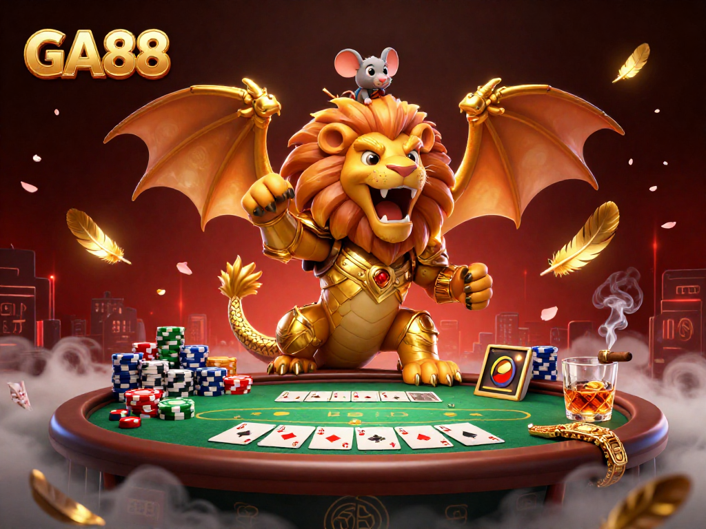 Experience the thrill of poker with GA88, featuring a chimera and rich casino elements.
