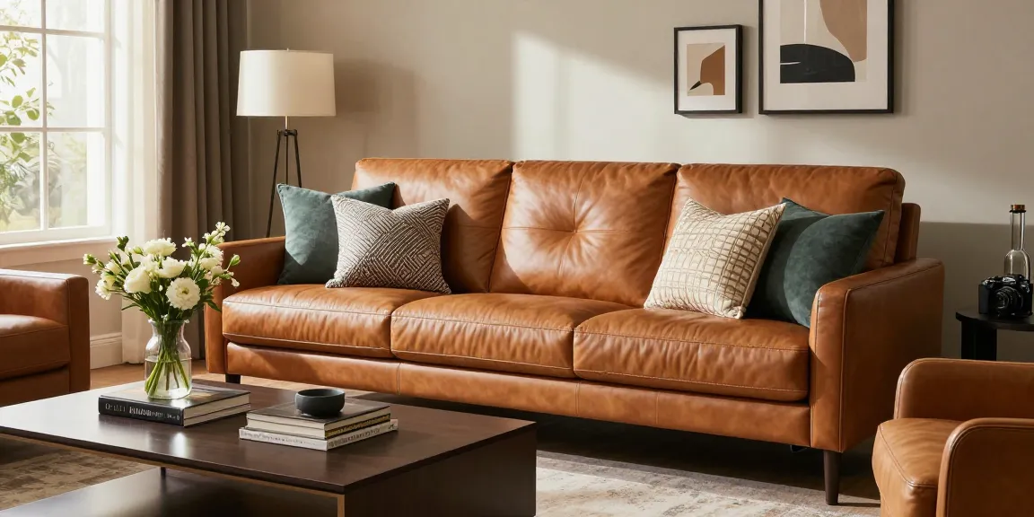 Luxuriöses Baxter Ledersofa in einem stilvollen Wohnzimmer, das Eleganz und Komfort zeigt.