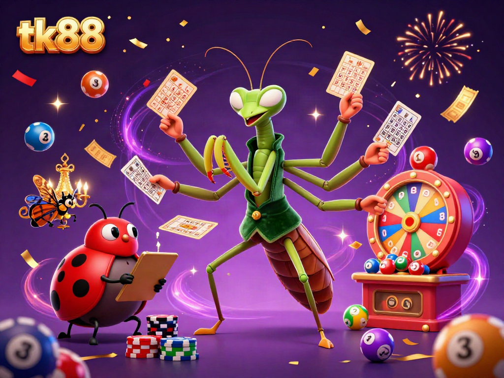 Experience the excitement of tk88 with a vibrant casino scene featuring dynamic characters and game elements.