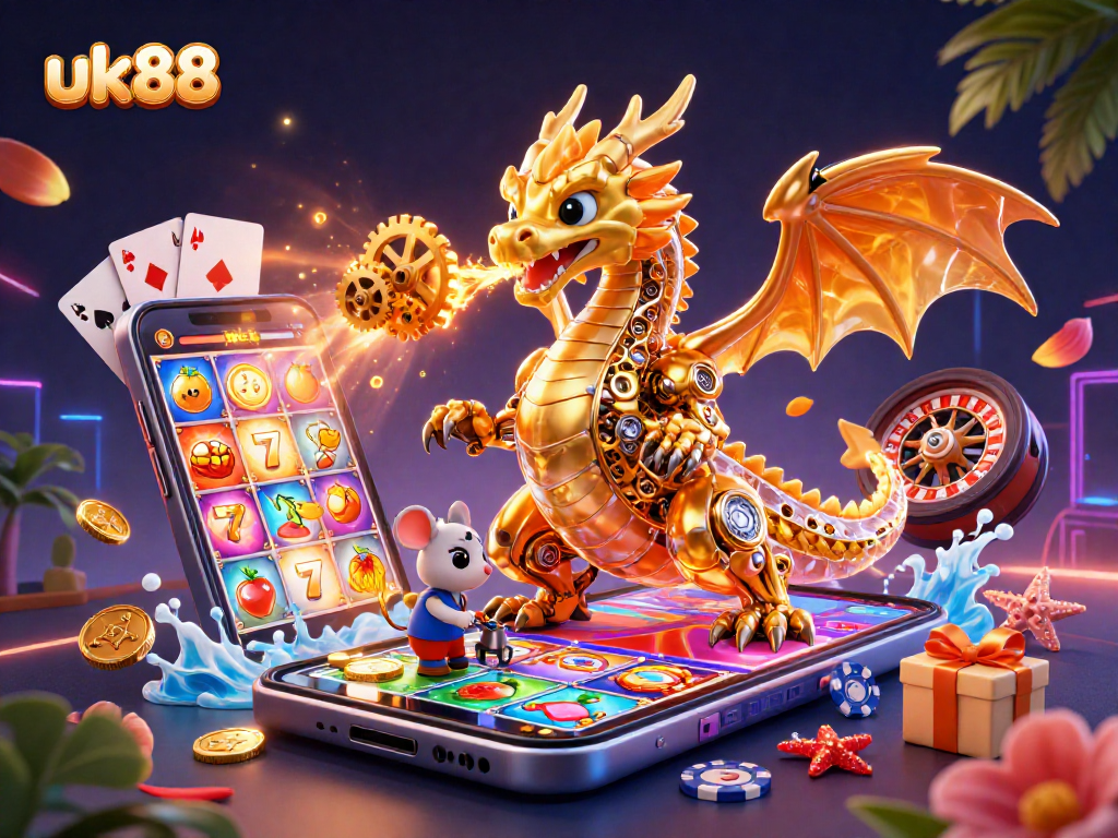 Experience thrilling online gambling with the uk88 golden dragon alongside exciting slot games and vibrant casino elements.