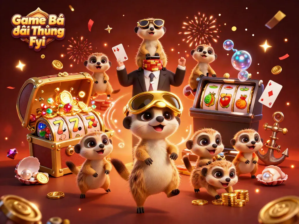 Experience the thrilling atmosphere of Game Bài Đổi Thưởng Fyi through a vibrant meerkat casino scene.