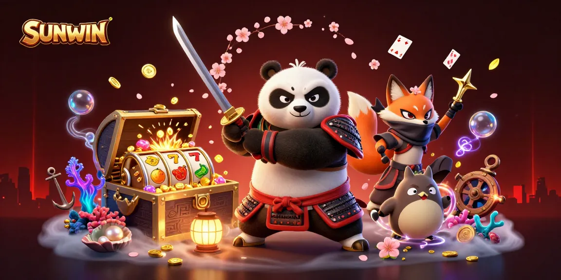 SUNWIN samurai panda battles for winnings at an extravagant casino with dazzling elements and vibrant energy.
