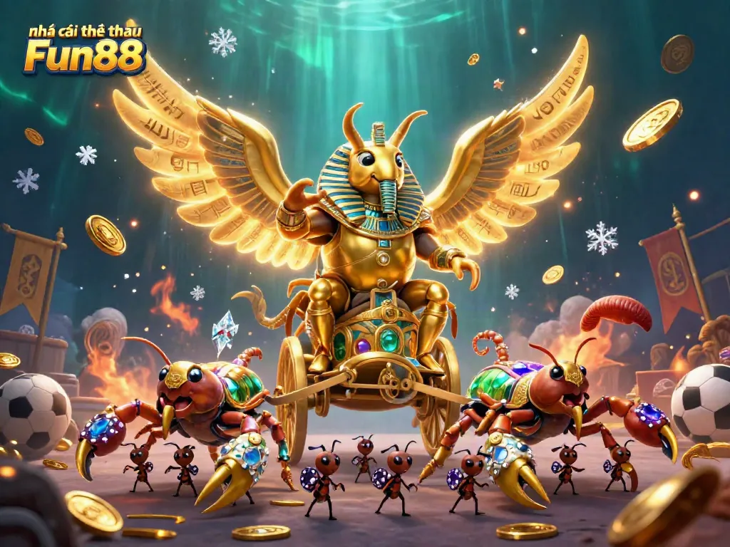 Engaging illustration showcasing the Nhà cái thể thao Fun88 with vibrant casino elements, capturing the excitement of online sports betting.