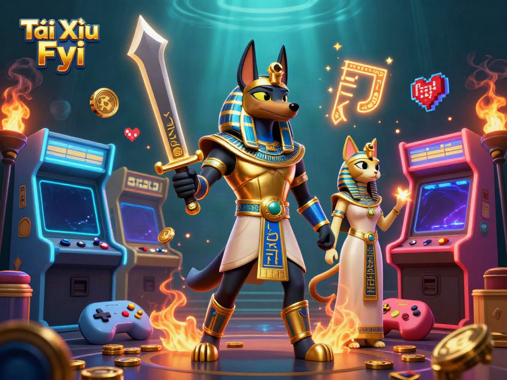Experience Tài Xỉu Fyi in a dynamic 3D illustration, featuring vibrant characters and game elements.