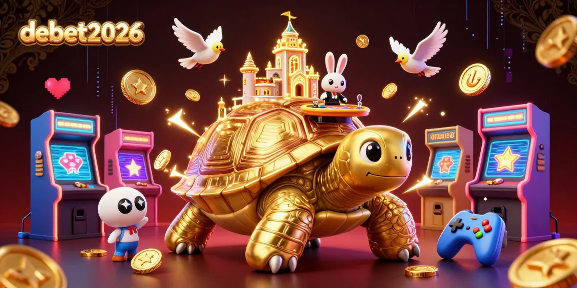 Bet on debet2026 with a vibrant casino scene featuring a golden tortoise and game elements.