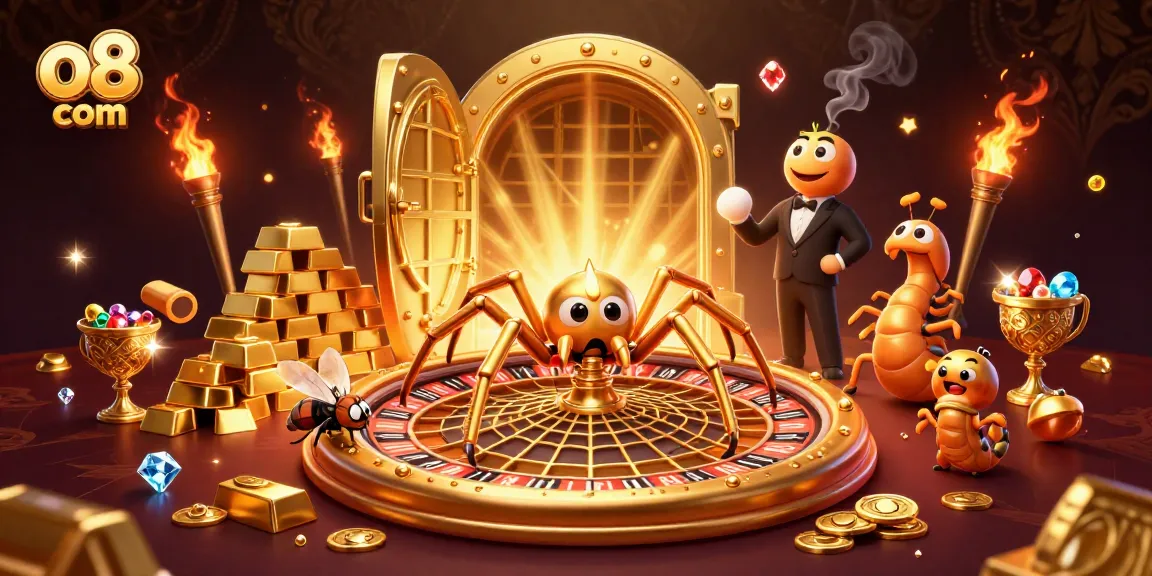 Engage with o8 com's thrilling casino action featuring a golden spider and dazzling treasures.