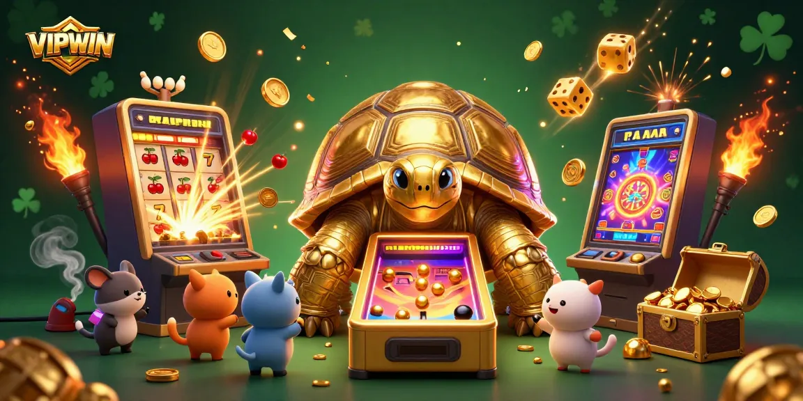 Experience thrilling wins at VIPWIN with a dynamic casino scene featuring exciting games and vibrant characters.