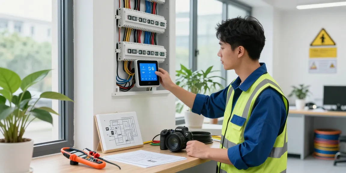 EB Elektrotechnik bei der modernen Elektroinstallation in Dortmund mit professionellen Geräten.
