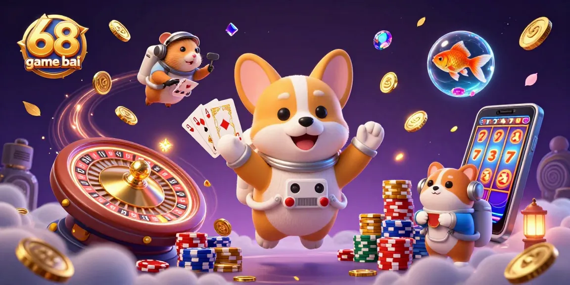 Engage with 68 game bai in a vibrant casino scene filled with dynamic gaming elements and rich excitement.