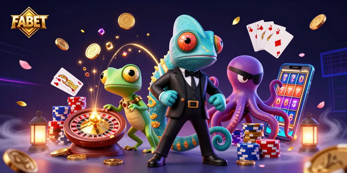 Join FABET in a thrilling 3D casino adventure with vibrant characters and dynamic game elements.