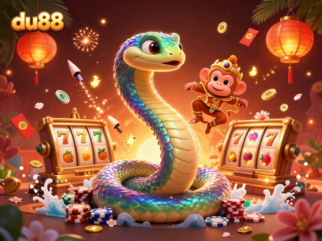 Engage in thrilling gameplay at du88 with a dragon-themed casino bustling with rich symbols.