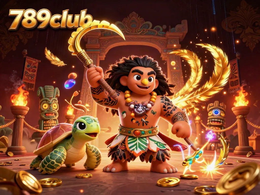 Engage in thrilling gameplay with 789club's vibrant casino illustration featuring unique characters and elements.
