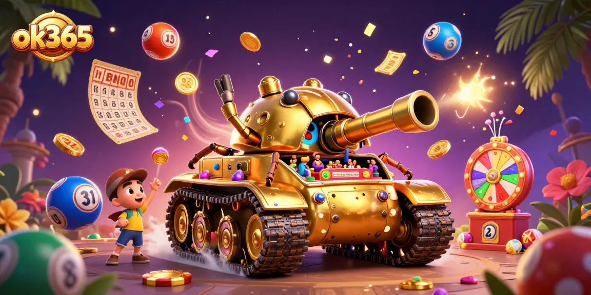 Engage in thrilling gameplay at ok365 with a vibrant miniature casino scene showcasing dynamic lottery elements and golden adventures.