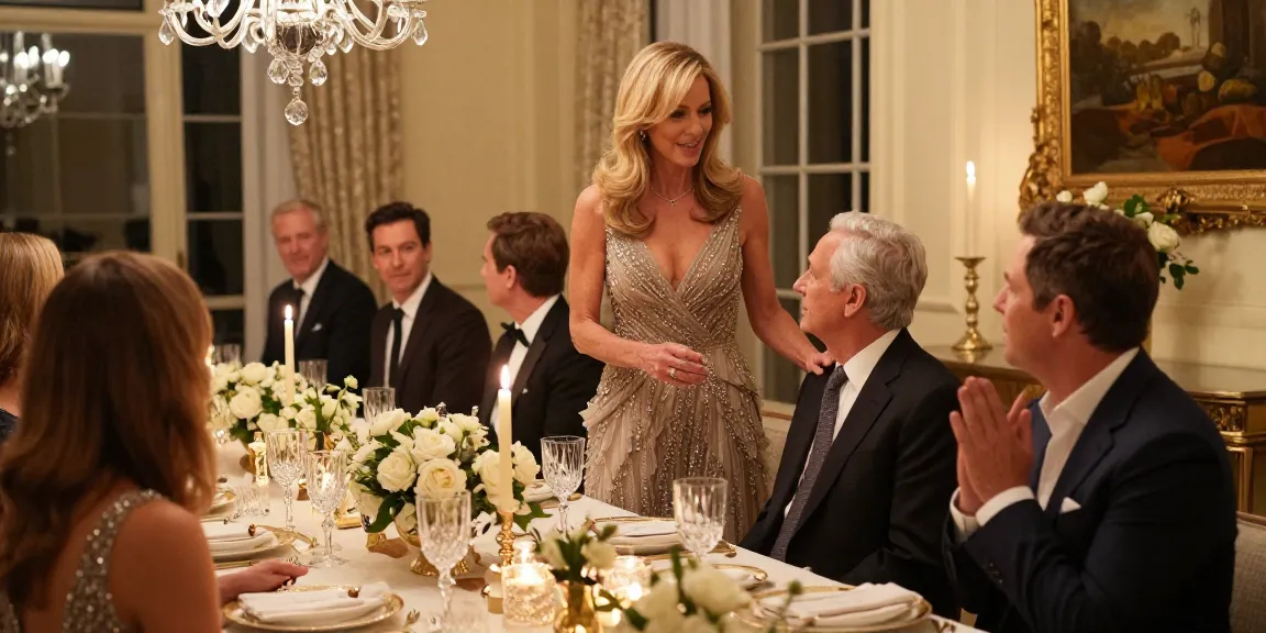 Tucker Carlson Wife Heiress Net Worth highlighted at elegant dinner party showcasing luxury and family legacy.