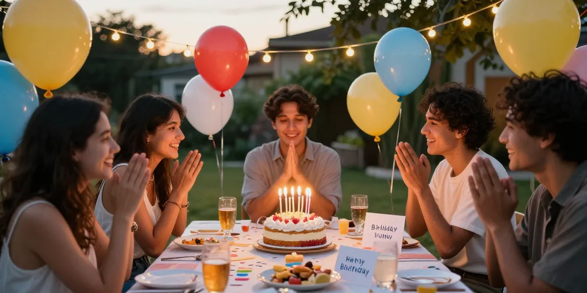 Moderne Glückwünsche zum Geburtstag während einer fröhlichen Feier mit Freunden.