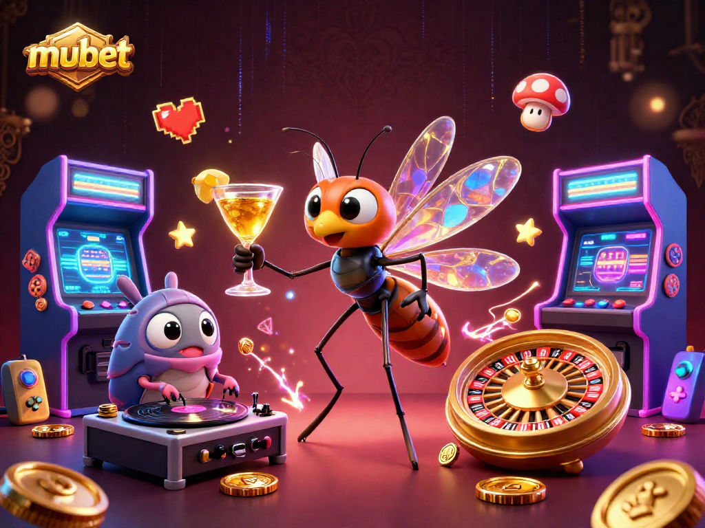 Experience the excitement of mubet with our vibrant casino mascot and dynamic game elements.