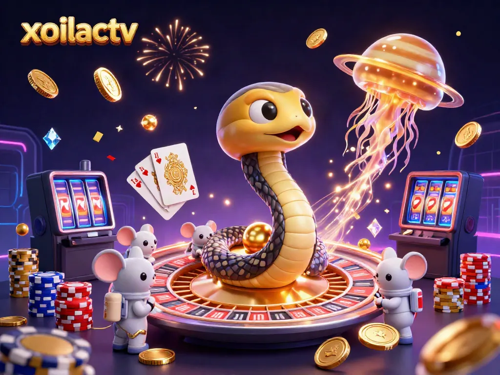 Experience exciting bets at Xoilactv featuring cosmic characters and vibrant gambling elements.