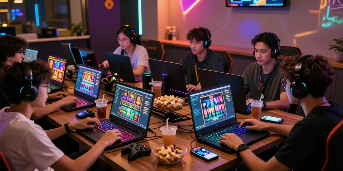 The vibrant community playing on https://b52club-game.jp.net/ with snacks and drinks, enjoying various games together.