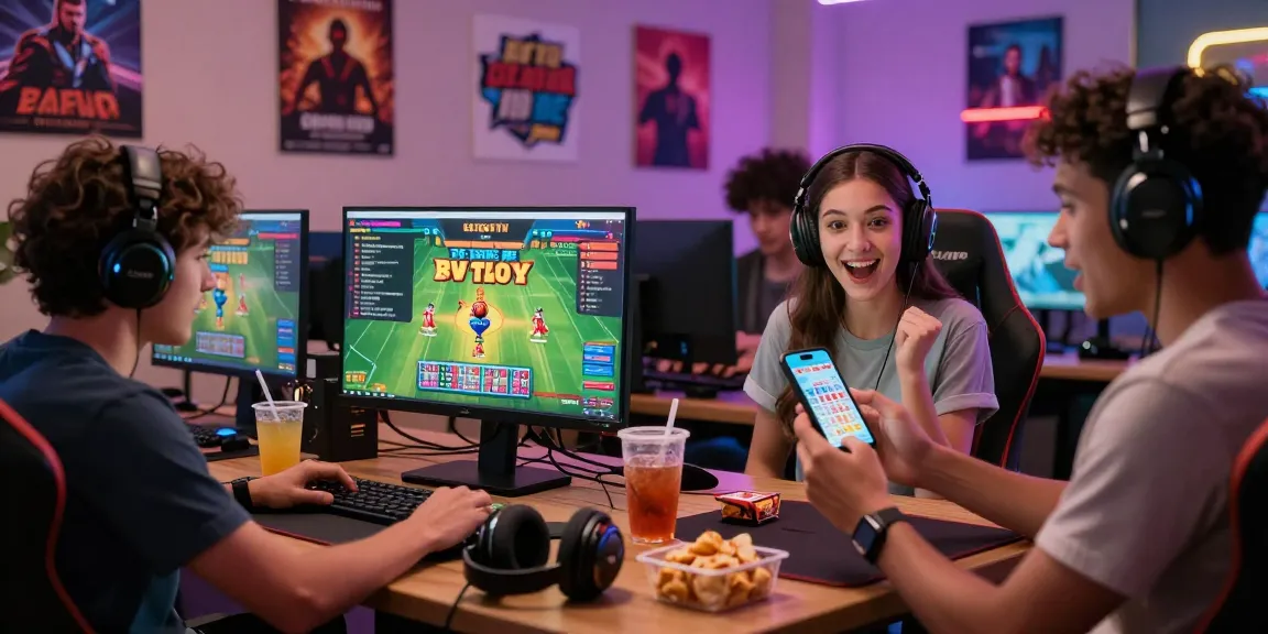 Pemain yang dengan semangat memeriksa hasil Toto di ruang game yang penuh warna.