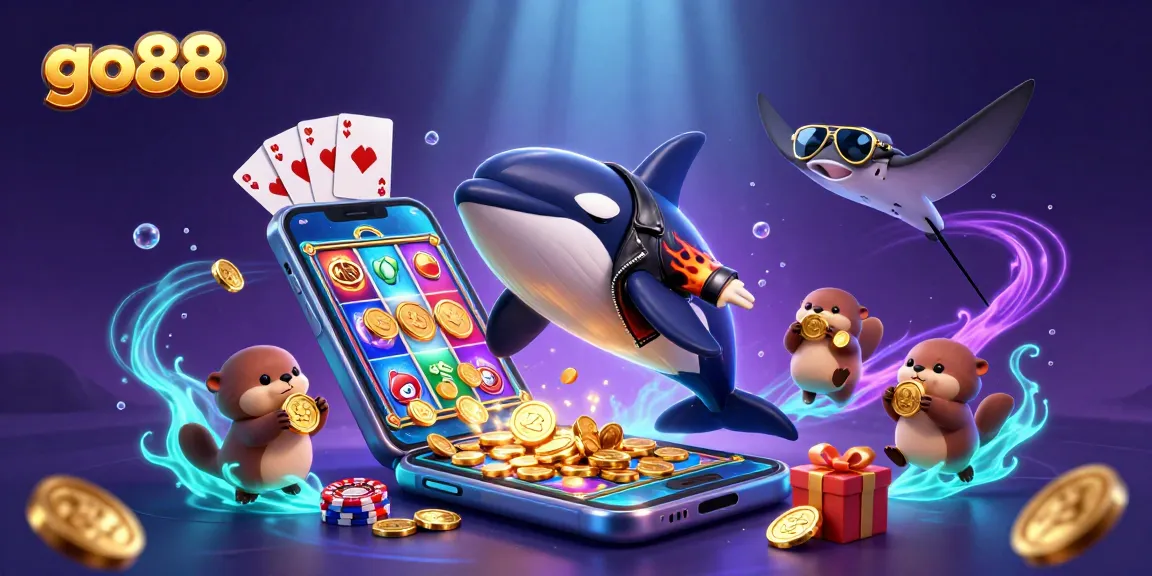 Experience thrilling casino adventures with go88, featuring lively characters in an underwater gaming scene.