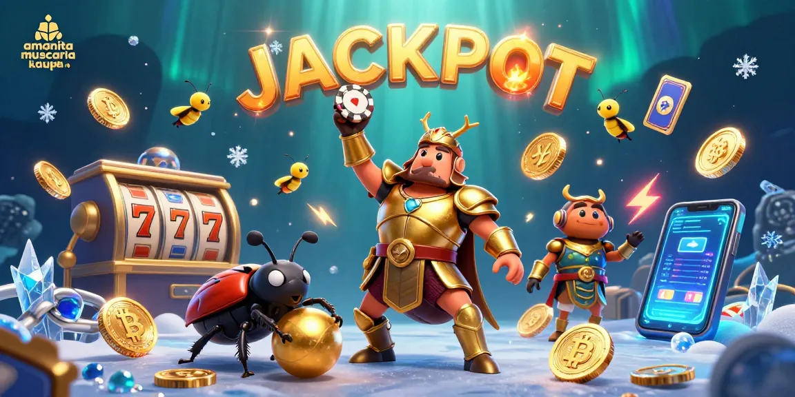 Win big with amanita muscaria kaufen amidst vibrant gambling-themed 3D elements and characters.