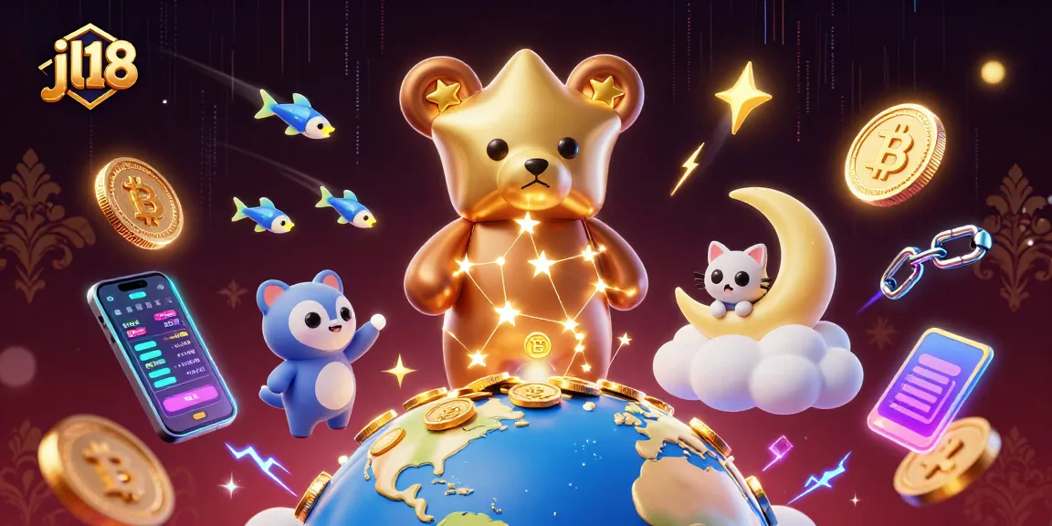 Experience the magical gaming world of jl18 with vibrant casino-themed elements and 3D characters.