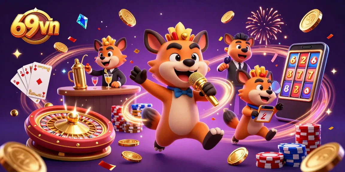Experience the excitement at 69vn casino with hyenas mixing drinks and telling jokes.