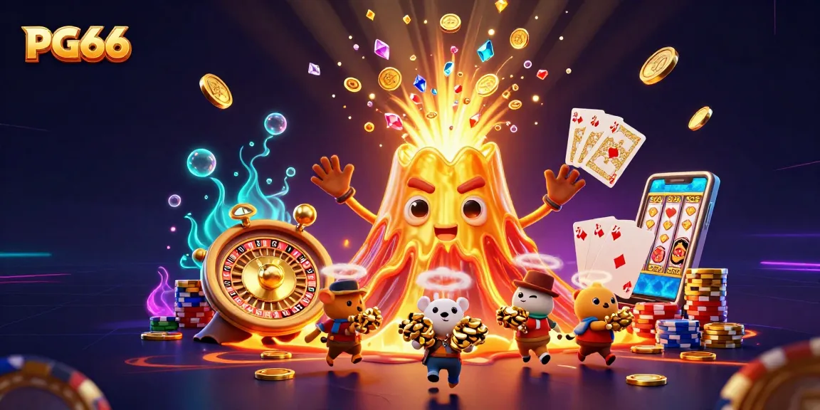 Experience PG66's thrilling casino adventure with a dazzling eruption of golden treasures.