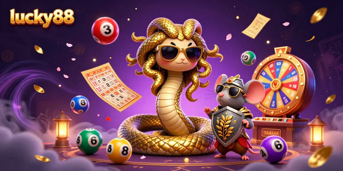 Experience the thrilling lucky88 excitement with vibrant lottery action and friendly Medusa in a dynamic casino scene.