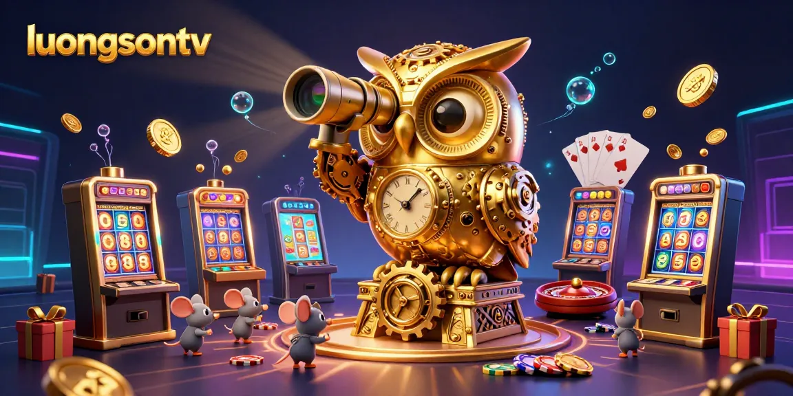 Experience the thrill at luongsontv's vibrant casino scene filled with spinning slots and golden treasures.