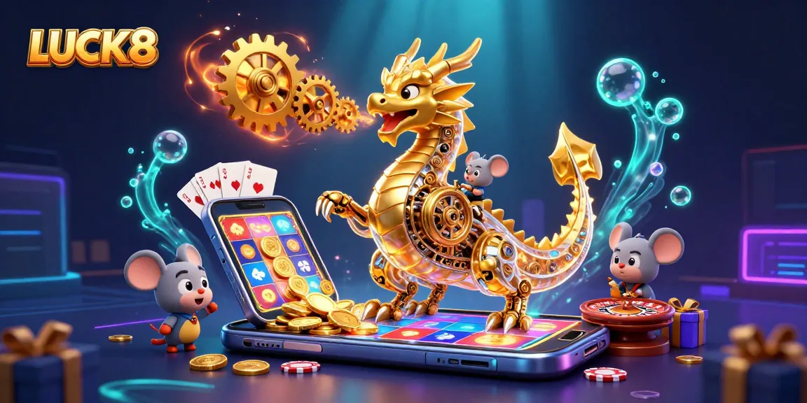 Experience the thrill of LUCK8 casino as a biomechanical dragon ignites golden treasures!